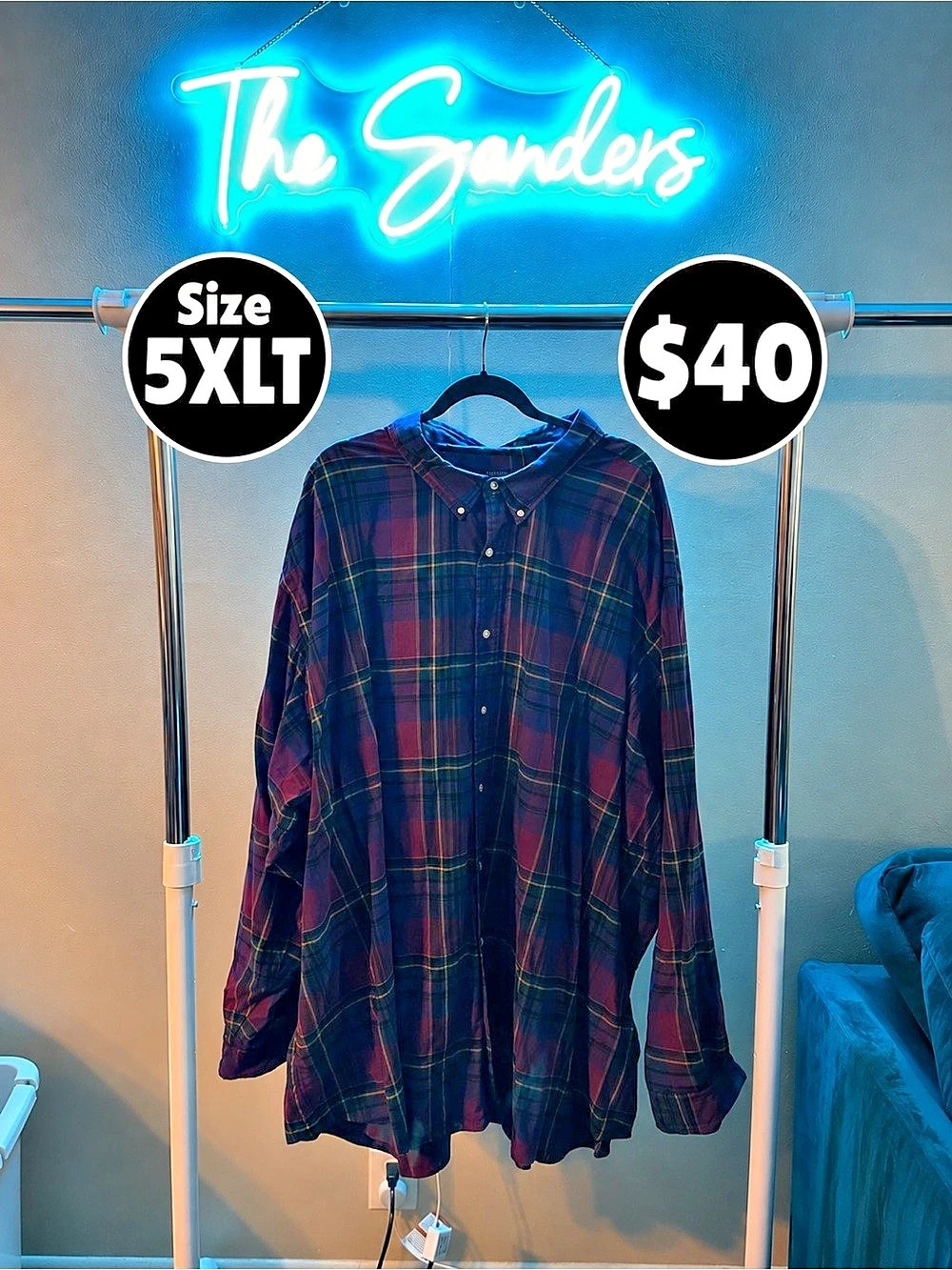Men's Plaid Shirt Size 5XLT Like New